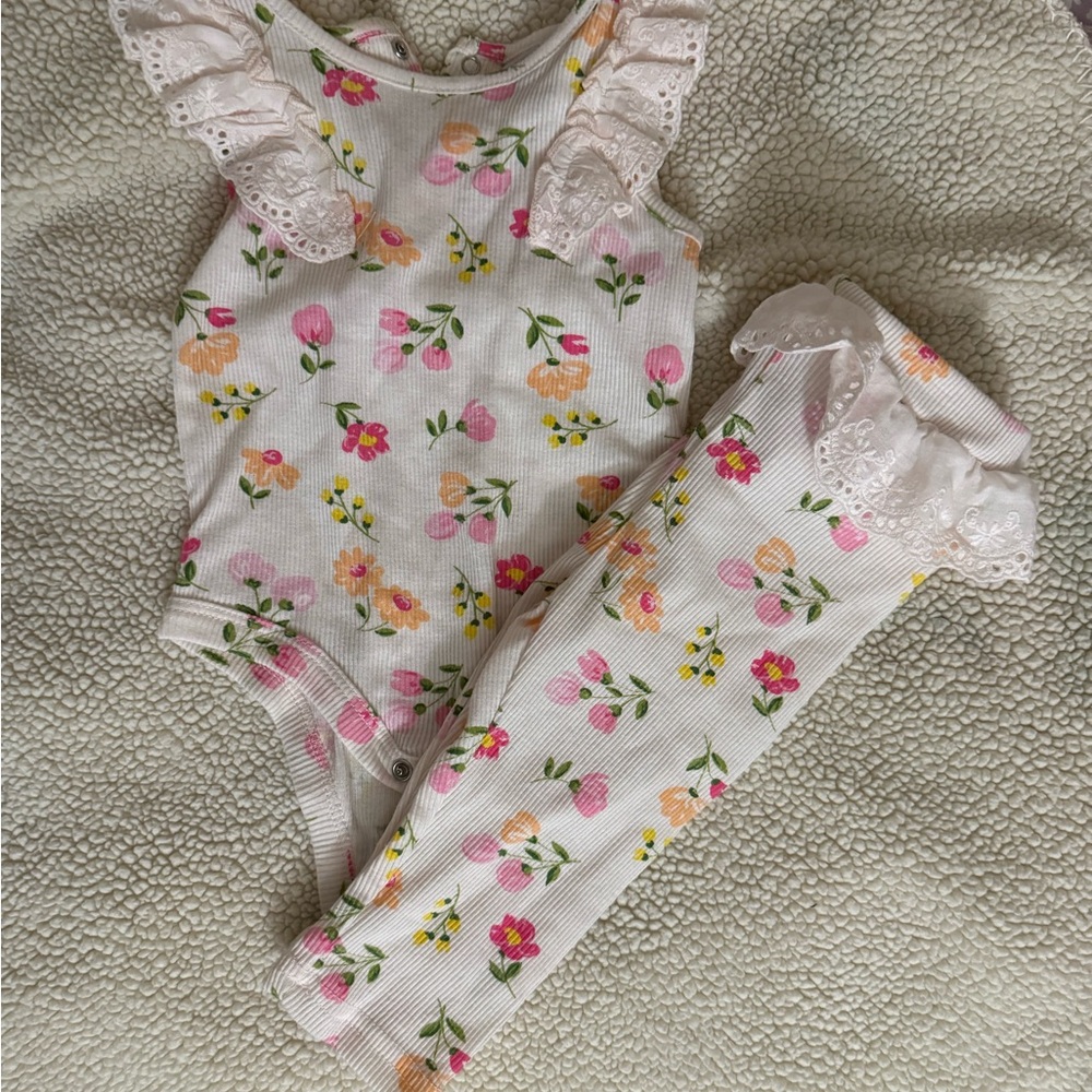 Floral Baby Outfit with Ruffles
